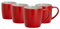 Argon Tableware Coloured Coffee Mugs - Matte Red - 350ml - Pack of 4 - Matt Ceramic Stoneware Tea Mugs Latte Cappuccino Cups Hot Chocolate Cups Colourful Mug Set with Handle