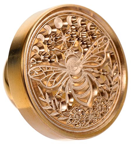 GLSTOY Feuer Farbe Siegel Kupfer Kopf Briefstempel Dekor Stempel-kit DIY Vintage-umschläge Bienenwachs-siegelstempelkopf Siegelwachs-kit 3D-wachssiegel-stempelkopf Hochzeitsstempel Golden