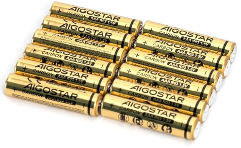 Batterie R03 (AAA) al carbonio-zinco, 1,5 V, 12 unità Dispositivi a risparmio energetico. Affidabili e durevoli, assicurano energia costante. Assicurati di averli sempre!
