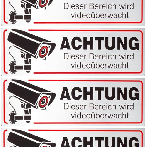 10x Brandengel® Achtung Dieser Bereich wird videoüberwacht Aufkleber - Schild Edelstahl Optik extra Starke Folie - Sticker (Achtung Dieser Bereich wird videoüberwacht) für den Briefkasten - 10St