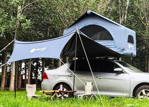 Unistrengh Tienda Techo Coche 2 Personas Inflable con Toldo, Tienda de Campaña Hinchable de Techo para Coche Universale Furgoneta Van SUV Pick up, Tienda sobre Techo Coche Camping Montaje Rapido