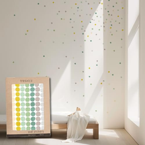 Pegatinas Pared Decorativas | Vinilo Adhesivo Pared Lunares a Lápiz | Efecto Papel Pintado | Cubre 3 m² | 140 piezas | TRESXICS (Verde)
