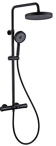 XFZJCHAP Shower System with Tub Spout Black Shower Faucet Set Wall-Mounted Shower Combo Set with Handheld Sprayer and 8 Rain Shower Head Tub and Shower Trim K,Showerheads