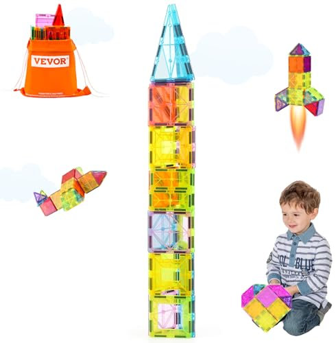 VEVOR Magnetische Bausteine, 32-teiliges magnetisches Bauset, Magnetspielzeug mit Aufbewahrungstasche, STEM-Sensorik-Lernspielzeug, Konstruktions-Stapelspielzeug, Geschenk für Kinder ab 3 Jahren