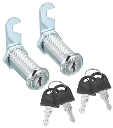 sourcing map 1-1/2 Inch Cabinet Cam Lock with Key, Keyed Different Cam Replacement Lock Cylinder Tubular Toolbox Locks for RV Drawer Storage Cart Mailbox, Silver Pack of 2