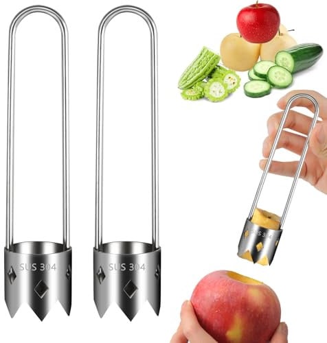 Maxqzin 2Pcs Red Bell Pepper Seed Corer Fruit Corer Tool Fruit and Vegetable Corer Tool Stainless Steel Apple Corer Remover Tool Pepper Seed Remover Tool Corer Tool for Vegetable Fruit