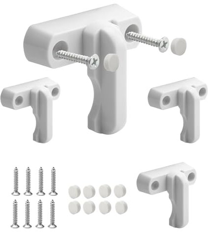 4 Piezas Cerradura de Seguridad Bloqueo para Ventanas Tipo T Cierre de Ventanas Seguridad Restrictor de Puerta y Ventana zinc Window Jammer Locks Sash Blocker para UPVC PVC