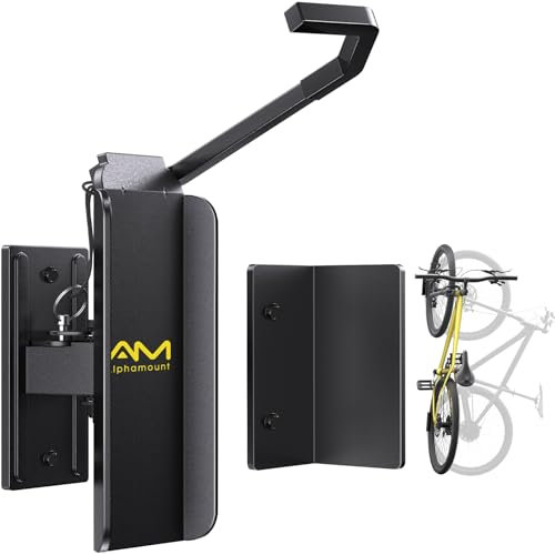AM alphamount Swivel Bike Wall Mount, Metal Wall Bike Rack with Durable Sleeves, Space-Saving Vertical Bike Rack with 180° Swivel for Home and Garage, Bike Storage Hanger Mount Up to 66 lbs, 4-Pack