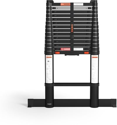 RMBO Teleskopleiter 4,4 m, Soft-Closing-System, Max. Belastung 150 kg, EN 131.6 Zertifiziert, ideal als Anlegeleiter und klappbare Leiter für vielseitige Anwendungen