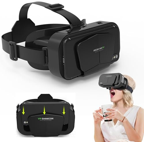 VR Virtual Reality Headset, Mini VR Headset for 3D Movie Video Game Playing VR Glasses for Adult & Kids VR Goggles for iPhone 16 15 14 13 Pro Max + Samsung Galaxy S25 S24 S23 S22 ETC 5-7.2 Cellphone
