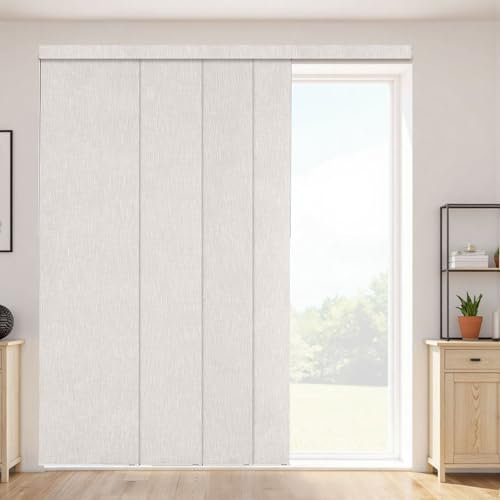 VEVOR Store à Panneaux Occultants Verticaux sur Rail Extensible 116-218 cm Largeur, Panneau Japonais Ajustable jusqu'à 243 cm Hauteur, pour Porte Coulissante, Séparation de Pièce, Fenêtres, Gris Clair