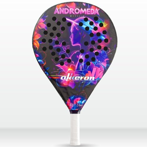 Akkeron - Pala de Padel - Modelo Andromeda A25 - Carbono 100% - Power Blast EVA - Forma Redonda - Barniz Gomoso - Control/Potencia - 345/370g