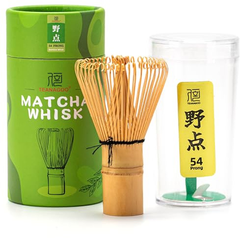 TEANAGOO Fouet à matcha à 54 dents, fouet en bambou pour poudre de thé matcha, fabriqué à la main bio traditionnel japonais, mélangeur à matcha Wisk pour une préparation authentique du thé