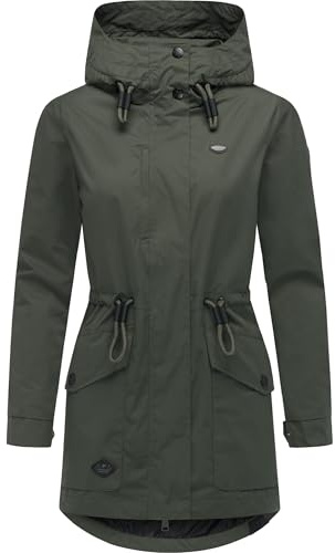 Ragwear leichte Damen wasserdichte Übergangsjacke kurze Jacke mit Taillenzugband und verstellbarer Kapuze Alysa YOUMODO XS-6XL