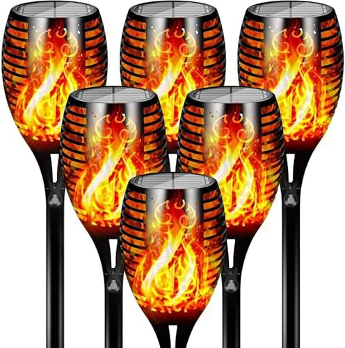 Otdair 96 LED Solar Lights Outdoor Upgraded 6 Pack, 43 Tall & Super Larger Size, Waterproof Torches for Outside, 2200mAh Solar Solar Torch Light with Flickering Flame for Path Yard Garden