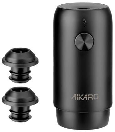 AIKARO - Pompe à vide électrique pour vin avec 2 bouchons, conserveur de vin automatique, alimenté par piles