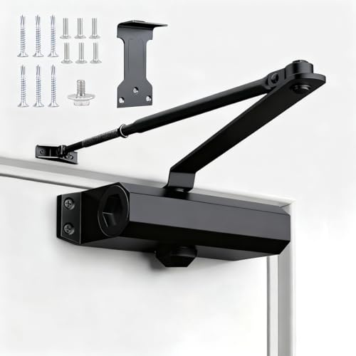 Automatic Door Closer for Home with Hold Open, Heavy Duty Door Slower Closer No Slam, Hydraulic Door Soft Closer Without Noise, Self Closing Mechanism for Ensure Smooth and Secure (Black)