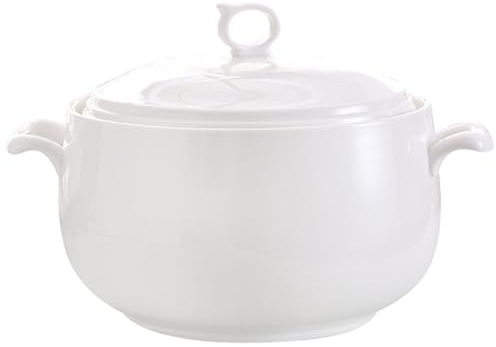 Soup Tureen 3000 ml Bols de service ronds en céramique avec couvercles Bols à soupe résistants à la chaleur avec poignées Passe au micro-ondes pour restaurant Cuisine domicile Soupière de cuisine