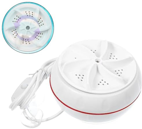 Tragbare Mini-Waschmaschine, 30 W, USB-betriebener kompakter Wäschereiniger für Socken, Unterwäsche & Babykleidung – Turbo Wash, ABS-Körper, 9 x 9 x 7 cm, Weiß