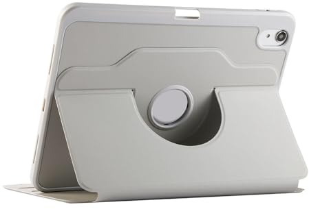 Generic Custodia compatibile con iPad 10 th Gen 10.9 2022 (colore: grigio) Custodia posteriore in pelle rigida rotante