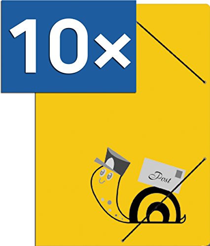 RNK-Verlag Postmappe ''Schneckenpost'' für DIN A4 mit Gummizug (Schnecke schwarz / Pappe, 10er Pack)