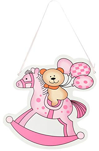 Kleenes Traumhandel Holz-Türschild - Schaukelpferd Rosa: Niedliches Willkommensschild fürs Mädchenzimmer