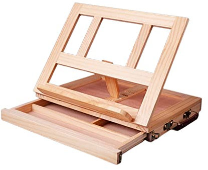 Catekro Zeichenbrett Tischstaffelei Buchstütze, Schreibtischstaffelei, Staffelei aus Holz mit Schubladen, für Schreibtisch, Ölgemälde, Schreibtisch-Staffelei, Skizzenstaffelei