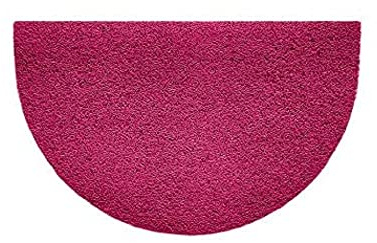 Nicoman Embossed Halfmoon Half Circle Door Mat Dirt-Trapper Jet-Washable Doormat 70x44cm (Pink, PLAIN) - Use Indoor or Sheltered Outdoor