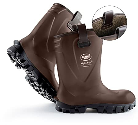 Semi-high Safety Boots for Men and Women with Steel Toecap and Steel Sole, Non-Slip, for Agriculture and Industry, up to - 30 Degrees, Resistant to Oil and Chemicals, Brown, UK 10 Mens Size
