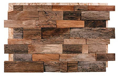 Split4Wall Wandverkleidung Echtholz Spaltholz Altholz spaltrau Schindel ca. 1m2 3D-Optik handgefertigt Wandpaneel moderne Wanddekoration Holzverkleidung Holzwand Wohnzimmer (Altholz Eiche,30+60)