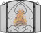 Gtongoko 50 W x 30 H 3 Panels Solid Wrought Iron Fireplace Screen, Decorative Fire Spark Guard Grate, Fireplace Fence, Black