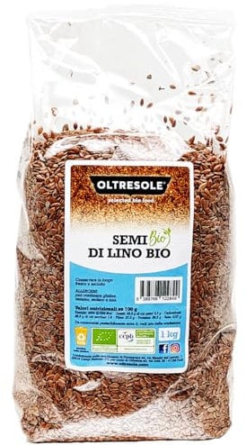 Oltresole, Graines de lin biologiques 1 kg, Graines grasses crues, entières et foncées, riches en minéraux et en fibres, source d'oméga 3 et d'antioxydants, 100% naturelles, Ideal Family Pack