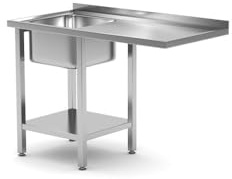 HENDI Tisch mit Spüle, Zulauftisch, ablageboden und platz für Geschirrspüler, integrierte Spüle (AISI 304) misst: 400x400x250mm, rechts, verstellbaren Füßen, 1200x700x(H)850mm, Edelstahl