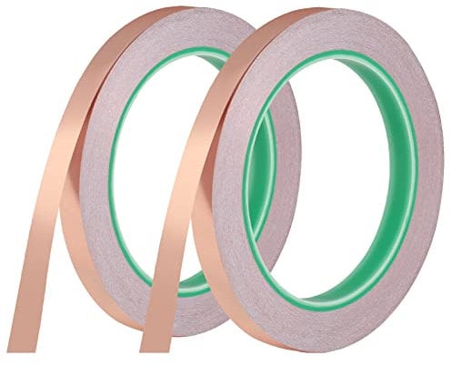 KroY PecoeD 2 Rollen Kupferband Selbstklebend, 20m x 10mm Kupferfolie Klebeband Leitfähig Copper Foil Tape, Kupferfolienband für EMI Abschirmung Schneckenschutz Elektro Reparatur Löten Basteln