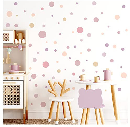 Little Deco 120 Stück Wandsticker Punkte für Kinderzimmer Kreise Klebepunkte Altrosa Wandtattoo Babyzimmer Wandaufkleber Deko DL909-2