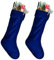 Kunyida Weihnachtsstrümpfe, 45,7 cm, blaue Zopfstrickstrümpfe für Weihnachtsdekoration, 2 Stück