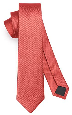 HISDERN Herren Krawatte Dunkelrosa Schmale Einfarbig Seide Krawatten für Herren Klassische Formelle Elegante Schlipse Hochzeit Party Business Krawatte 6cm