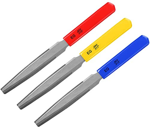 Tarpop 3 Pieces Tapered Guitar Nut Files Nut Slotting Files Set Double Edge Fret File Electric Guitar Fret Tools Fret Crowning Files for Bass (Guitar)