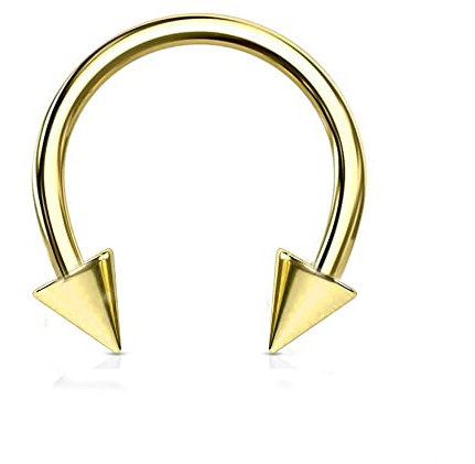 Jewel Barrel Hufeisen Piercing Bar Nassenpiercing Septum Nase Ring Ohrringe Hoop Helix Tragus Körperschmuck 16G, 6 | 8 | 10 | 12 mm Chirurgenstahl mit Kegel Spitzen (Gold, 8)