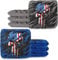 Play Platoon Turnier-Serie Cornhole Bags – Pro Style doppelseitige glatte und klebrige Seite Cornhole Bags für jeden Profi, entworfen in den USA, 4 blaue und 4 graue Totenköpfe mit amerikanischer