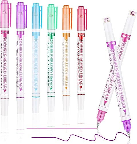 OFFCUP Curve Textmarker, 6 Stück Textmarker Set, Dual Tips Highlighter Pen, Spitze Stifte mit Verschiedenen Formen, Mildliner Brush Pen Pastell für Scrapbook, Journaling, Notizen, Planer, Büro
