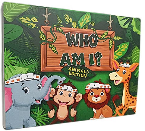 Who Am I? Lustiges Familienspiel für Kinder, Tier-Edition, Geburtstag, Reisespiel, für Jungen und Mädchen, Taschenfüller