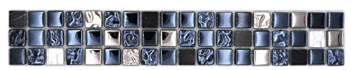 Mosaik Borde Bordüre Glasmosaik Naturstein schwarz silber beschichtet Wand Fliesenspiegel Küche