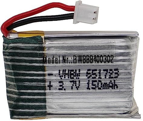 vhbw Akku kompatibel mit PH 1.25 2P Stecker für Modellbau z.B. Racing Car | Helikopter, Flugzeug (150mAh, 3,7V, Li-Polymer, 25 x 16 x 8 mm)