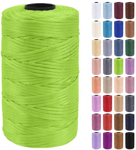 Uiopa Makramee Garn 3mm x 200m Polypropylen Flache Macrame Cord Bändchengarn Makramee Schnur Farbig für Häkeln, Stricken, Dekoration, DIY Handwerk