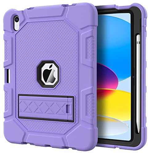 Azzsy Custodia per iPad 10th Generation 10.9 Inch 2022, [Portamatite integrato] Custodia protettiva resistente antiurto per iPad 10.9 Inch 2022, viola chiaro