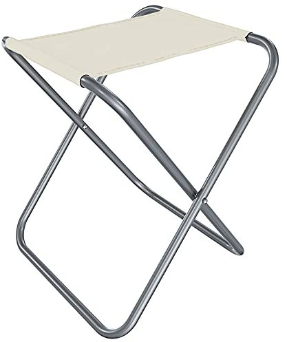 Sgabello Pieghevole Per Camping Campeggio Mini Sedia Seggiolino Portatile Con Struttura In Metallo Verniciato Per Esterni Pesca Viaggi Escursione Giardino Spiaggia Mare 37 x 32 x 30 Cm (Beige)