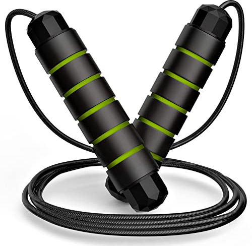 Corde à sauter à vitesse rapide sans enchevêtrement avec roulements à billes pour femmes, hommes et enfants, corde à sauter réglable en acier avec poignées en mousse pour le fitness, l'exercice à la