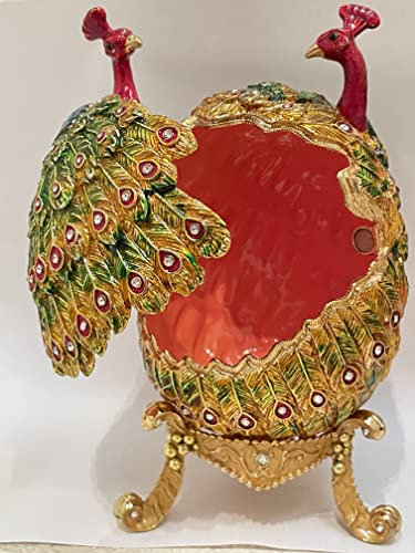 Fatti a mano Amanti Russi Uova Faberge Ornamenti Confezione regalo Figurina animale da collezione Faberge Scatola portagioie stile uovo per regalo di nozze per coppie che hanno