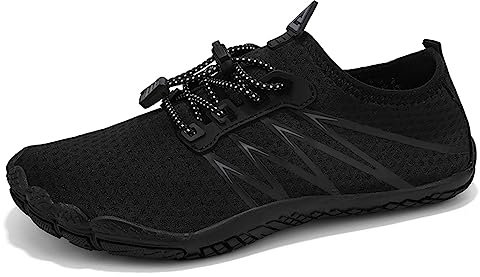 AONETIGER Badeschuhe Herren Wasserschuhe Damen Strandschuhe Sommer Atmungsaktiv Barfußschuhe rutschfeste Schwimmschuhe Surfschuhe Aquaschuhe Fitnessschuhe(312 Schwarz,39EU)